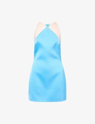 Halter-Neck Cut-Out Satin Mini Dress by DAVID KOMA