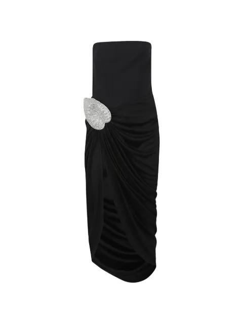 crystal-embellished ruched midi dress by DAVID KOMA