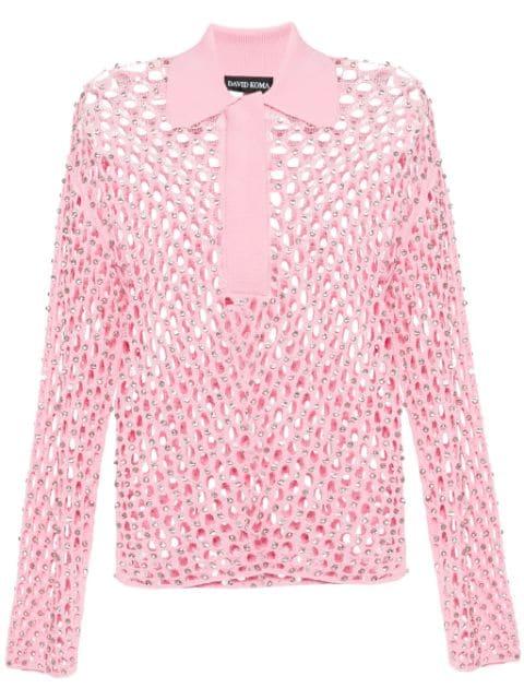 crystal-embroidered net top by DAVID KOMA