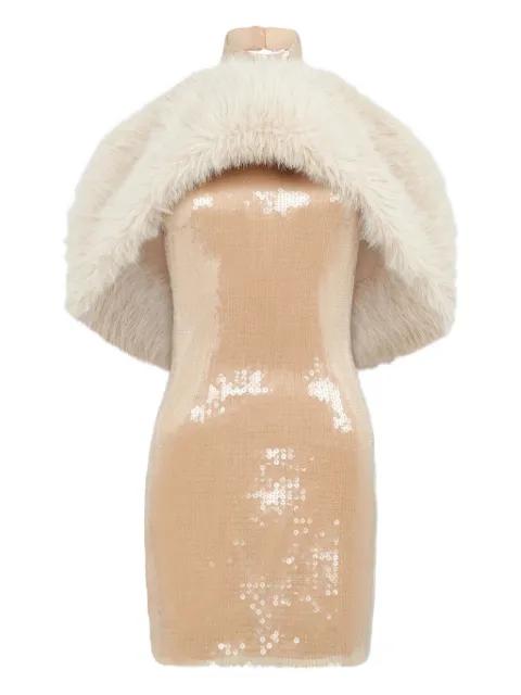 faux-fur sequin mini dress by DAVID KOMA