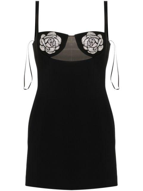 floral-appliqué mini dress by DAVID KOMA