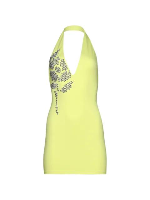 flower-embellishment halterneck mini dress by DAVID KOMA