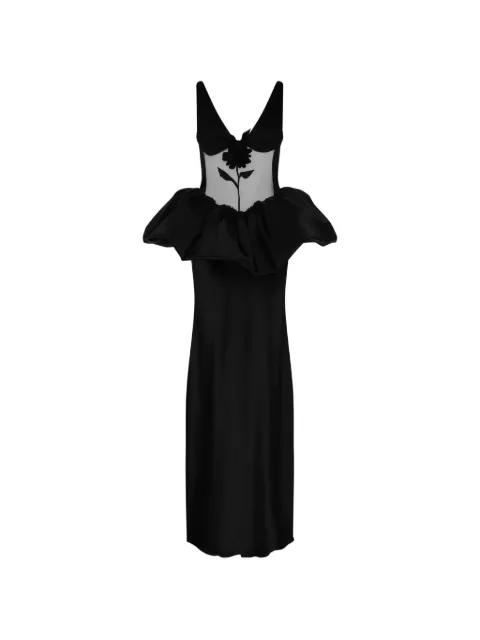 flower ruffled maxi dress by DAVID KOMA