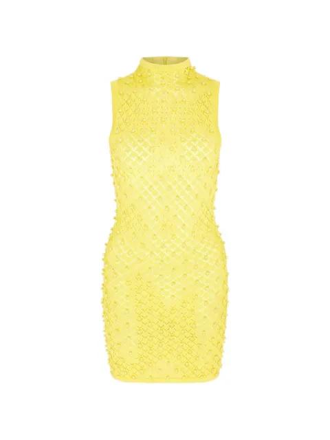 high-neck beaded mini dress by DAVID KOMA
