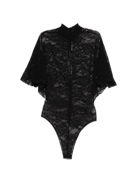 lace cape-sleeve bodysuit by DAVID KOMA