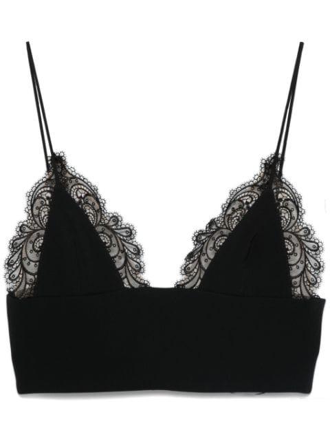 lace-detail cropped top by DAVID KOMA