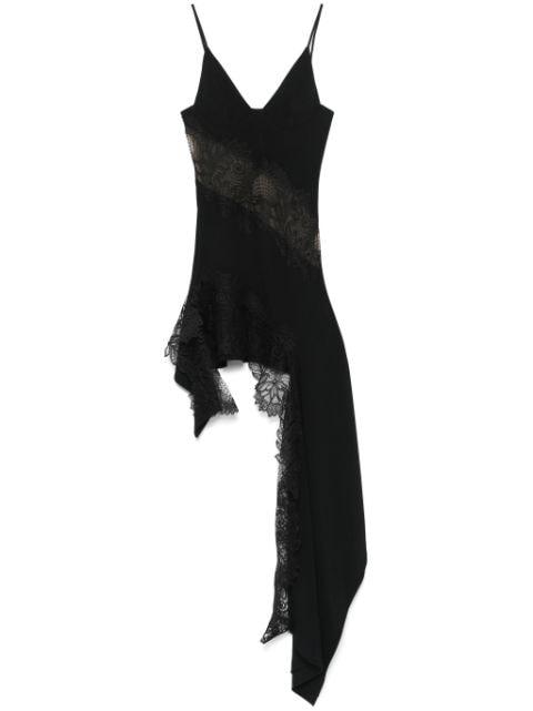 lace-inserts asymmetric dress by DAVID KOMA