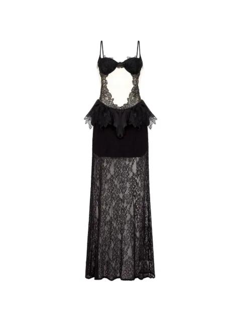 lace-panelled cut-out dress by DAVID KOMA