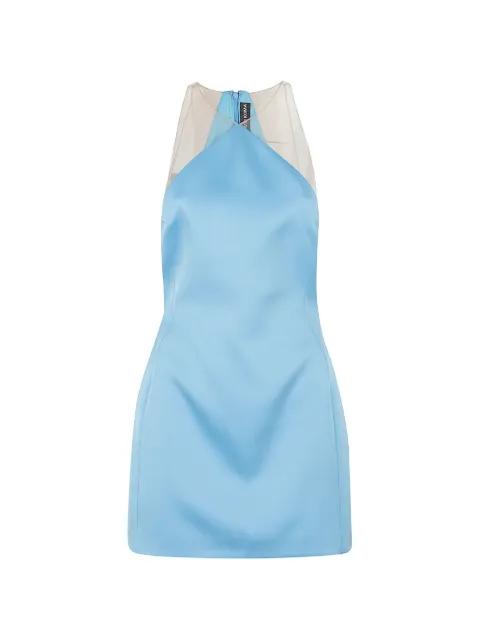 mesh-panelled satin mini dress by DAVID KOMA