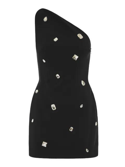 one-shoulder crystal-embellished dress by DAVID KOMA