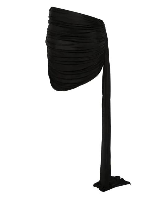 ruched asymmetric mini skirt by DAVID KOMA