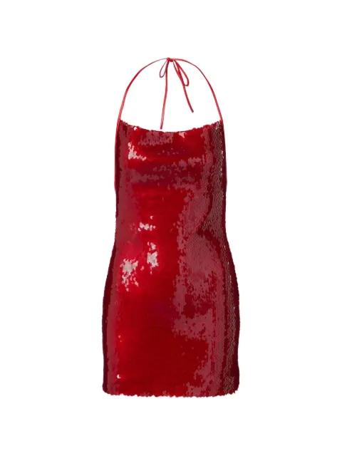 sequin-embellished halterneck dress by DAVID KOMA