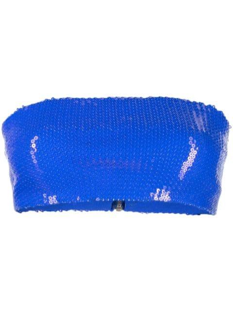sequin-embellished strapless crop top by DAVID KOMA