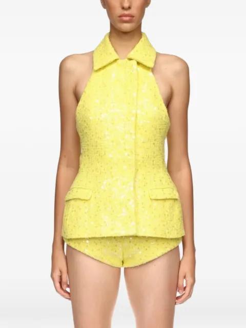 sequin-embellishment tailored vest top by DAVID KOMA