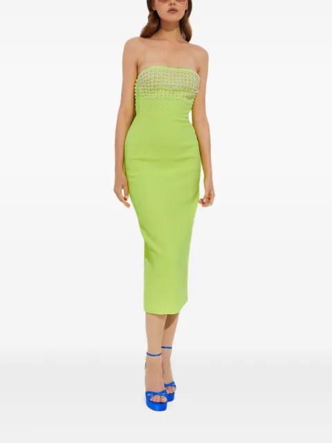 strapless faux-pearl midi dress by DAVID KOMA