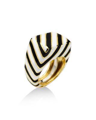18K Yellow Gold Enamel Crosswalk Ring by DAVID WEBB