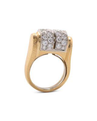 Platinum & Yellow Gold 57th Street Diamond Twin Arches Statement Ring by DAVID WEBB