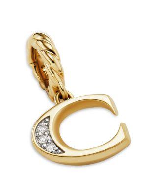18K Gold Amulets Diamond Pav&eacute; Initial Pendant by DAVID YURMAN