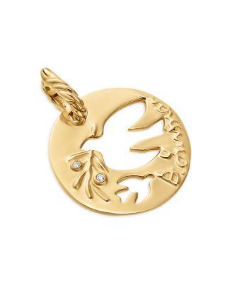 18K Yellow DY Elements&reg; Diamond Accent Dove Cut Out Pendant by DAVID YURMAN