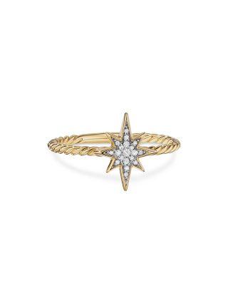 18K Yellow Gold Cable Collectibles&reg; North Star Stacking Ring with Diamonds by DAVID YURMAN