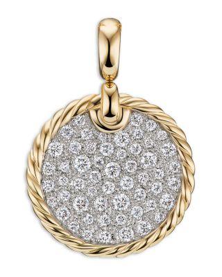 18K Yellow Gold DY Elements&reg; Pav&eacute; Diamond Disc Pendant by DAVID YURMAN