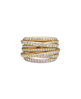 18K Yellow Gold Diamond Crossover Multirow Stack Look Ring by DAVID YURMAN