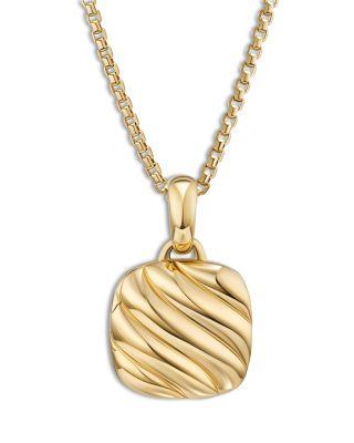 18K Yellow Gold Sculptured Cable Square Locket Pendant by DAVID YURMAN