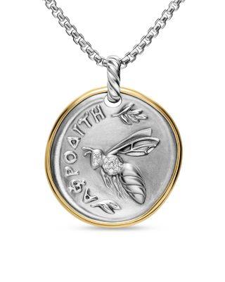 Aphrodite Medallion Amulet in Sterling Silver with 14K Yellow Gold and Diamonds by DAVID YURMAN