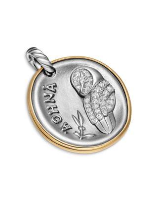 Athena Medallion Amulet in Sterling Silver with 14K Yellow Gold and Diamonds by DAVID YURMAN