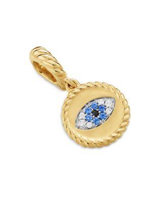 Cable Collectibles Evil Eye Amulet with Diamonds and Blue Sapphires in 18k Gold by DAVID YURMAN