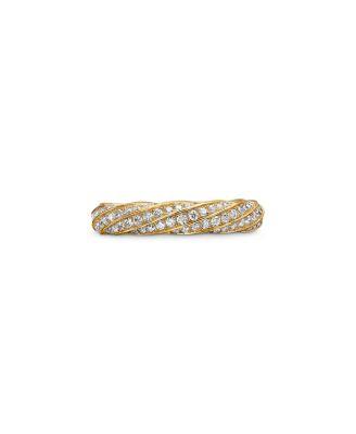 Cable Edge Band Ring in Recycled 18K Yellow Gold with Pav&eacute; Diamonds by DAVID YURMAN