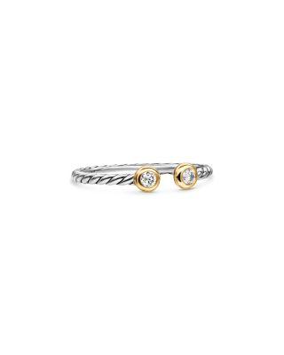 Cable Open Round Ring in Sterling Silver with 18K Yellow Gold and Diamonds by DAVID YURMAN