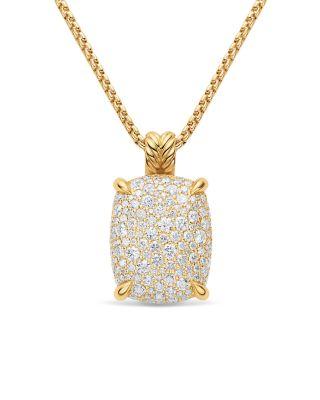 Chatelaine&reg; Elongated Pendant Necklace in 18K Yellow Gold with Diamonds by DAVID YURMAN