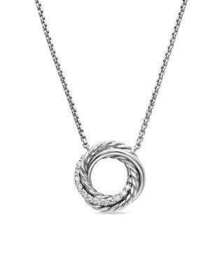 Crossover Pendant Necklace in Sterling Silver with Diamonds by DAVID YURMAN