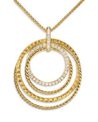 Crossover Trio Pendant Necklace in 18K Yellow Gold with Diamonds by DAVID YURMAN