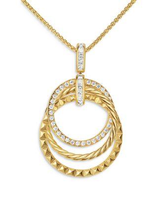 Crossover Trio Pendant Necklace in 18K Yellow Gold with Diamonds by DAVID YURMAN