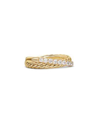 Crossover Two Row Ring in 18K Yellow Gold with Diamonds by DAVID YURMAN