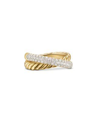 Crossover Two Row Ring in 18K Yellow Gold with Diamonds by DAVID YURMAN