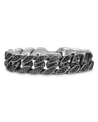 Curb Chain Bracelet in Sterling Silver with Black Diamonds by DAVID YURMAN