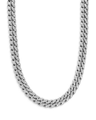 Curb Chain Necklace in Sterling Silver with Diamonds by DAVID YURMAN