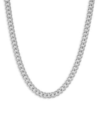 Curb Chain Necklace in Sterling Silver with Pav&eacute; Diamonds by DAVID YURMAN