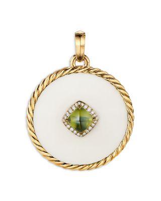 DY Elements&reg; Disc Pendant in 18K Yellow Gold with Cacholong by DAVID YURMAN