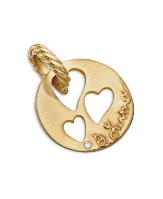 DY Elements&reg; Open Hearts Pendant in 18K Yellow Gold with Diamonds by DAVID YURMAN