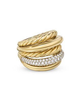DY Mercer Multi Row Ring in 18K Yellow Gold with Diamonds by DAVID YURMAN
