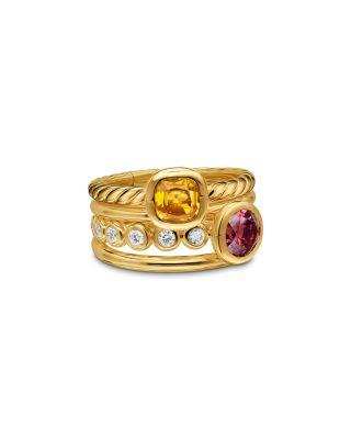DY Mercer&reg; Color Stone Multi Row Ring in 18K Yellow Gold with Citrine by DAVID YURMAN