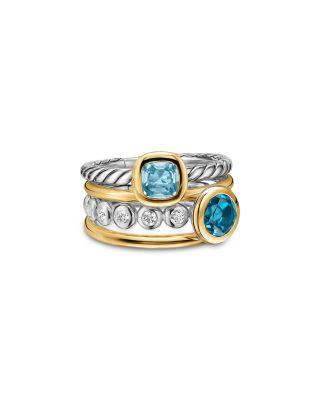 DY Mercer&reg; Color Stone Multi Row Ring in Sterling Silver with 18K Yellow Gold by DAVID YURMAN