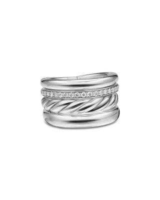 DY Mercer&reg; Four Row Ring in Sterling Silver with Diamonds by DAVID YURMAN