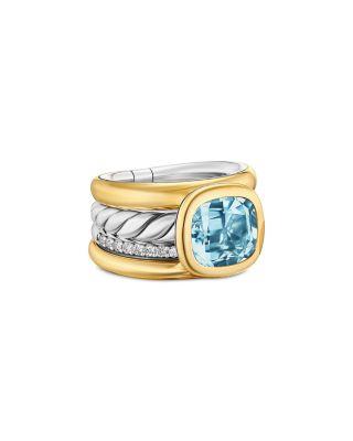 DY Mercer&reg; Four Row Stone Ring in Sterling Silver with 18K Yellow Gold by DAVID YURMAN