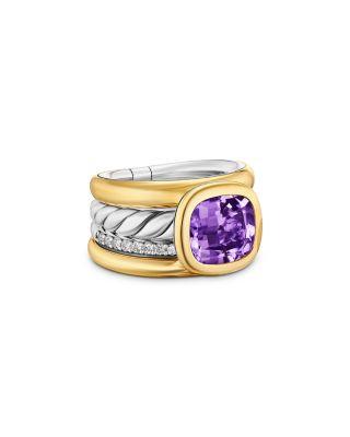 DY Mercer&reg; Four Row Stone Ring in Sterling Silver with 18K Yellow Gold by DAVID YURMAN