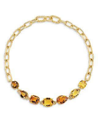 Marbella Chain Necklace in 18K Yellow Gold with Citrine and Madeira Citrine by DAVID YURMAN